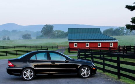 automobile, car, barn, farm, ranch, parked car, black car, car wallpapers, vehicle, rural, countryside, fence, demarcation