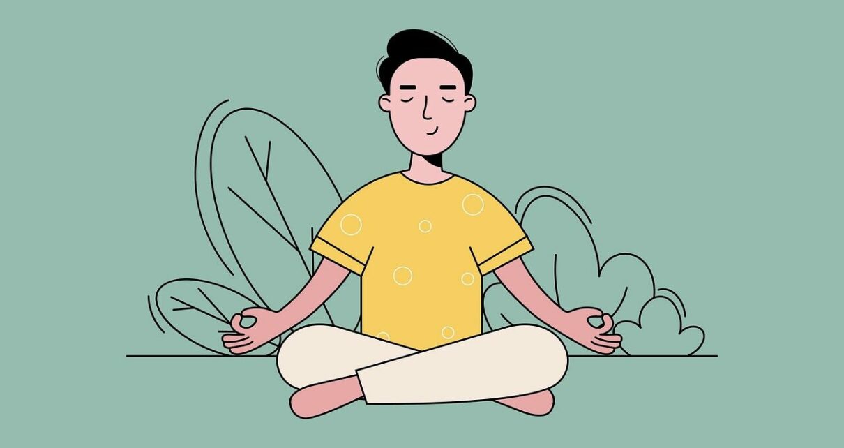 meditation, yoga, wellness, health, nature, relaxation, meditation illustration, male